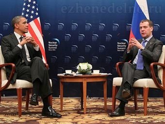 Барак Обама и Дмитрий Медведев на саммите в Сеуле. Фото пресс-службы президента России 